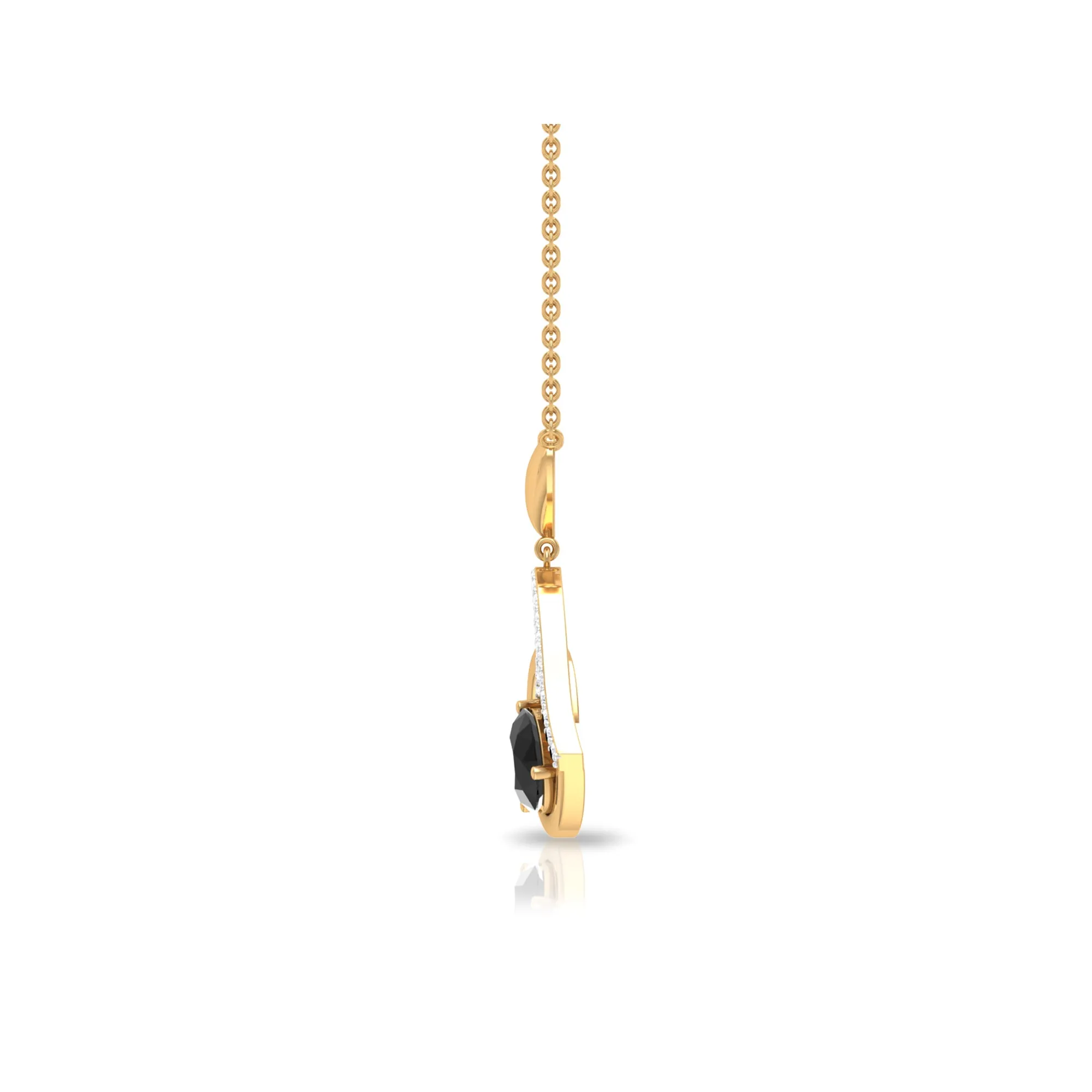 3/4 CT Black Onyx and Diamond Heart Drop Pendant