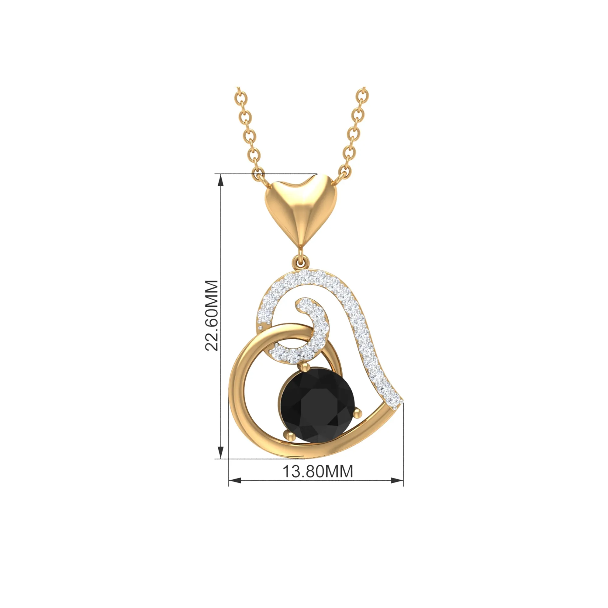 3/4 CT Black Onyx and Diamond Heart Drop Pendant