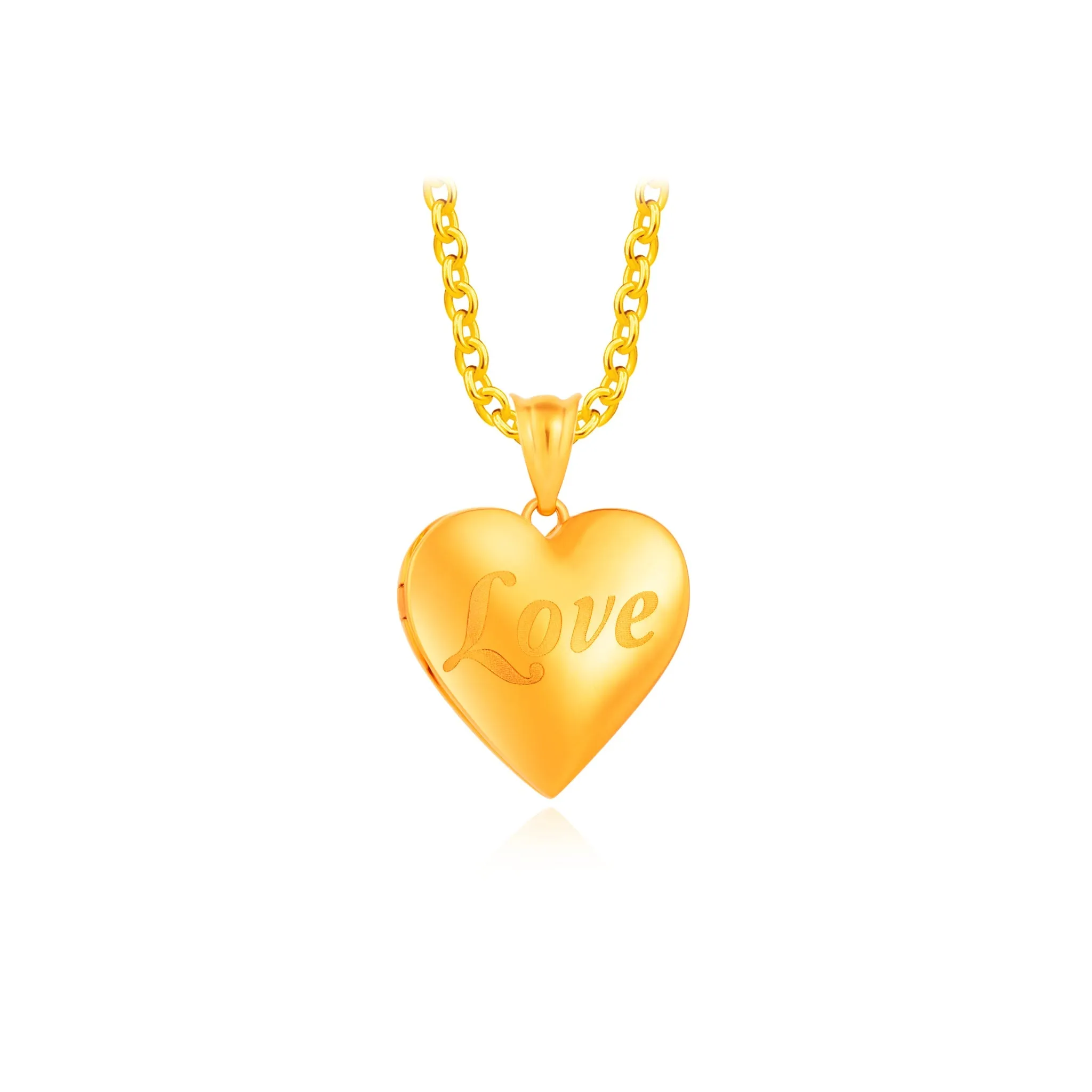 916 Gold Heart Locket Pendant