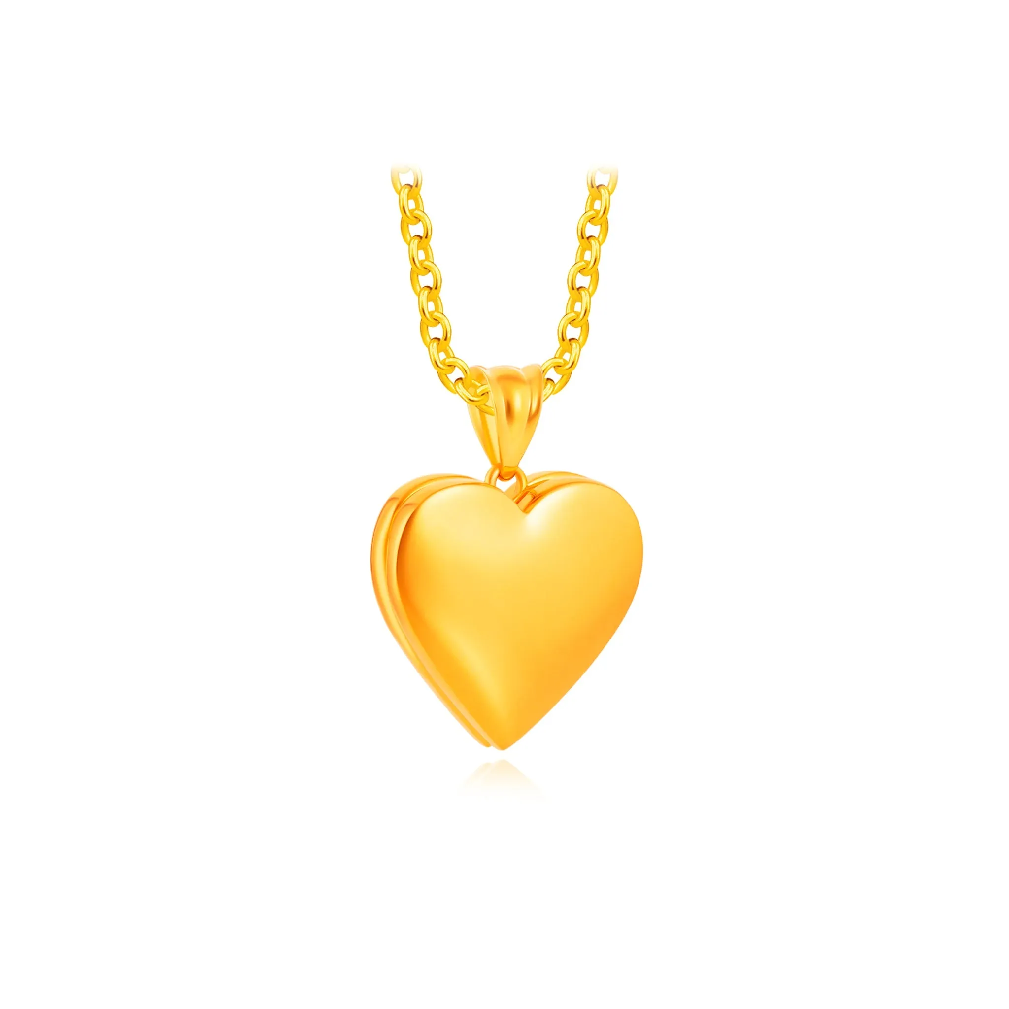 916 Gold Heart Locket Pendant