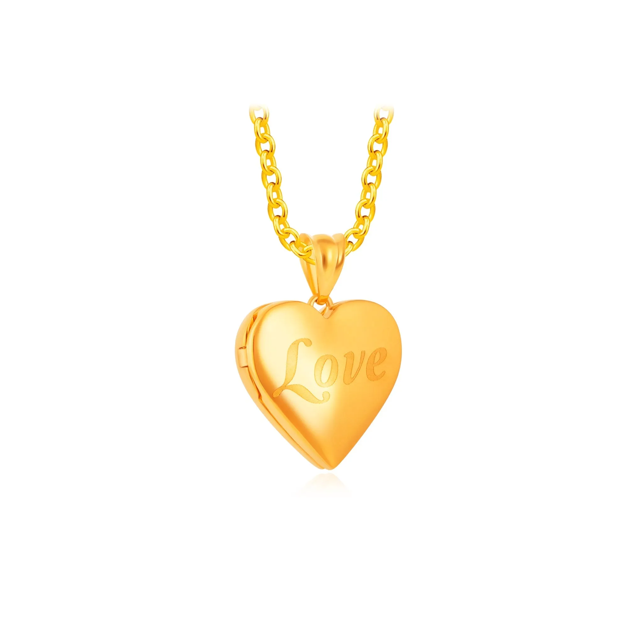 916 Gold Heart Locket Pendant