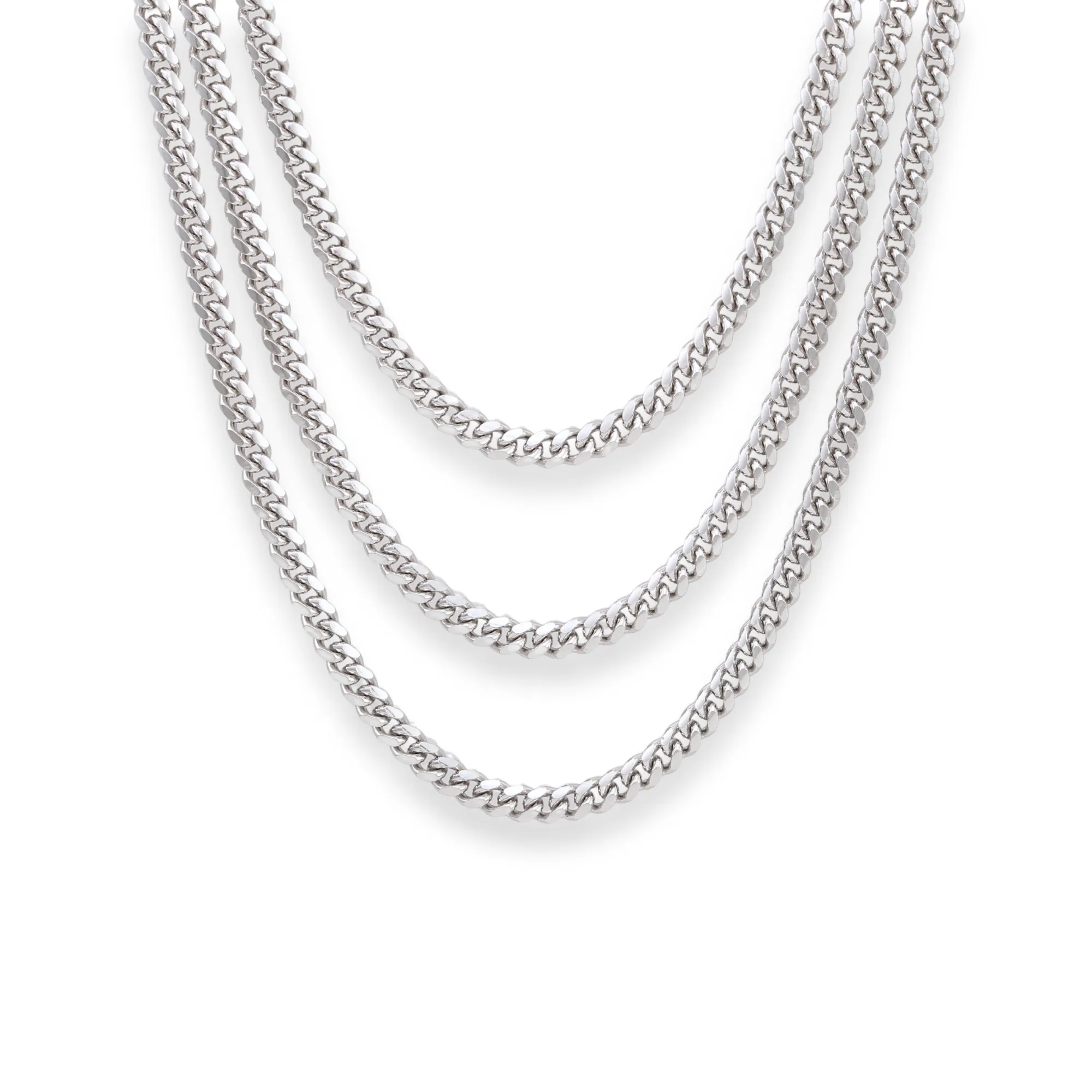 925 Sterling Silver Cuban Chain Necklace & Bracelet