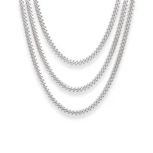 925 Sterling Silver Cuban Chain Necklace & Bracelet