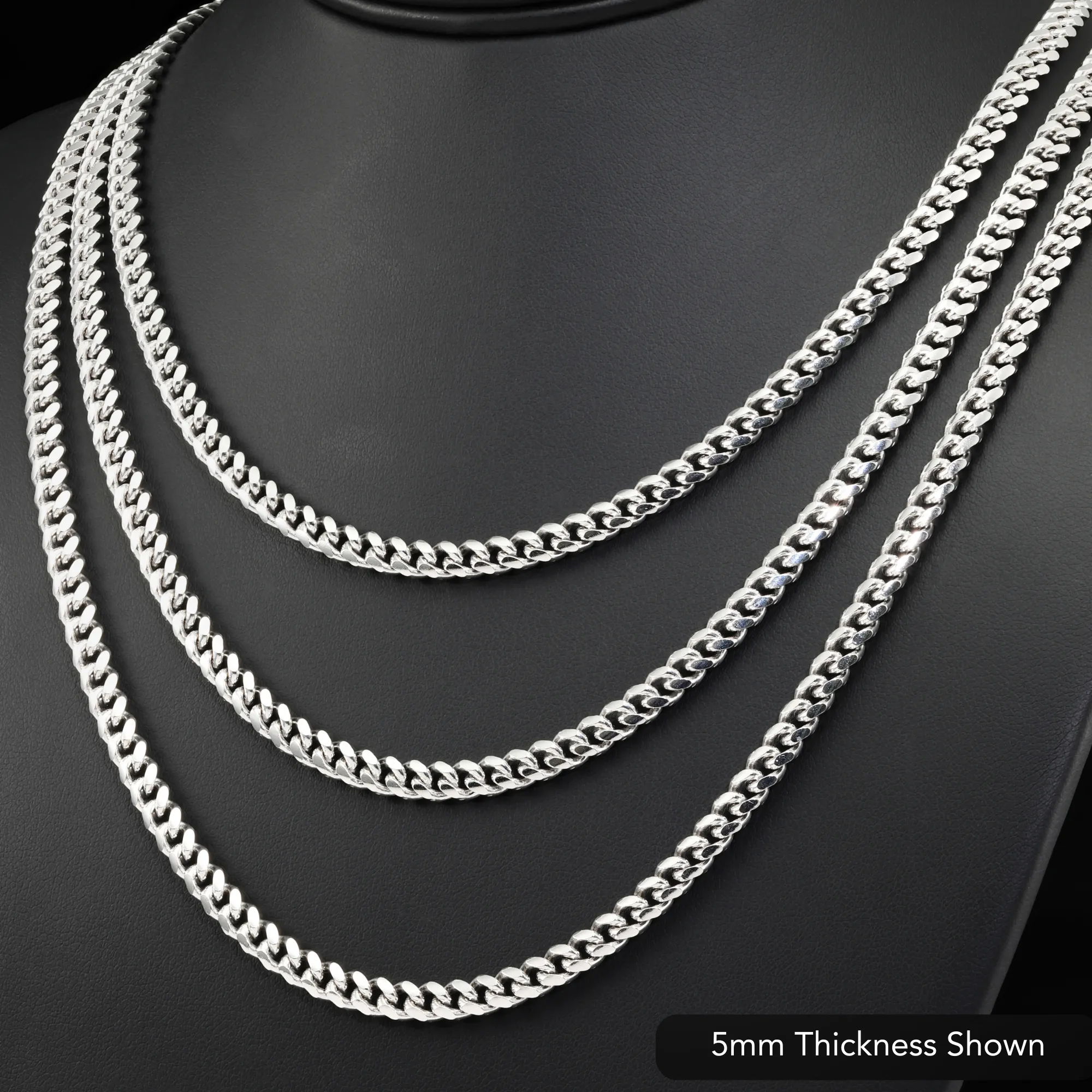 925 Sterling Silver Cuban Chain Necklace & Bracelet