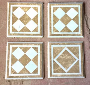 Accent Marble Tiles with Inlaid Design