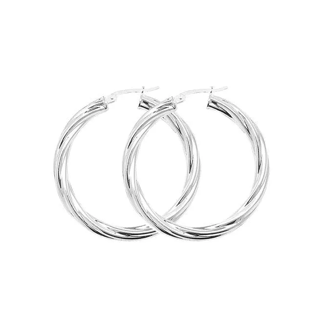 Acotis Silver Hoop Earrings Twisted G5108