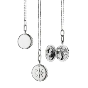 Adventure Compass Locket Necklace with Sapphires