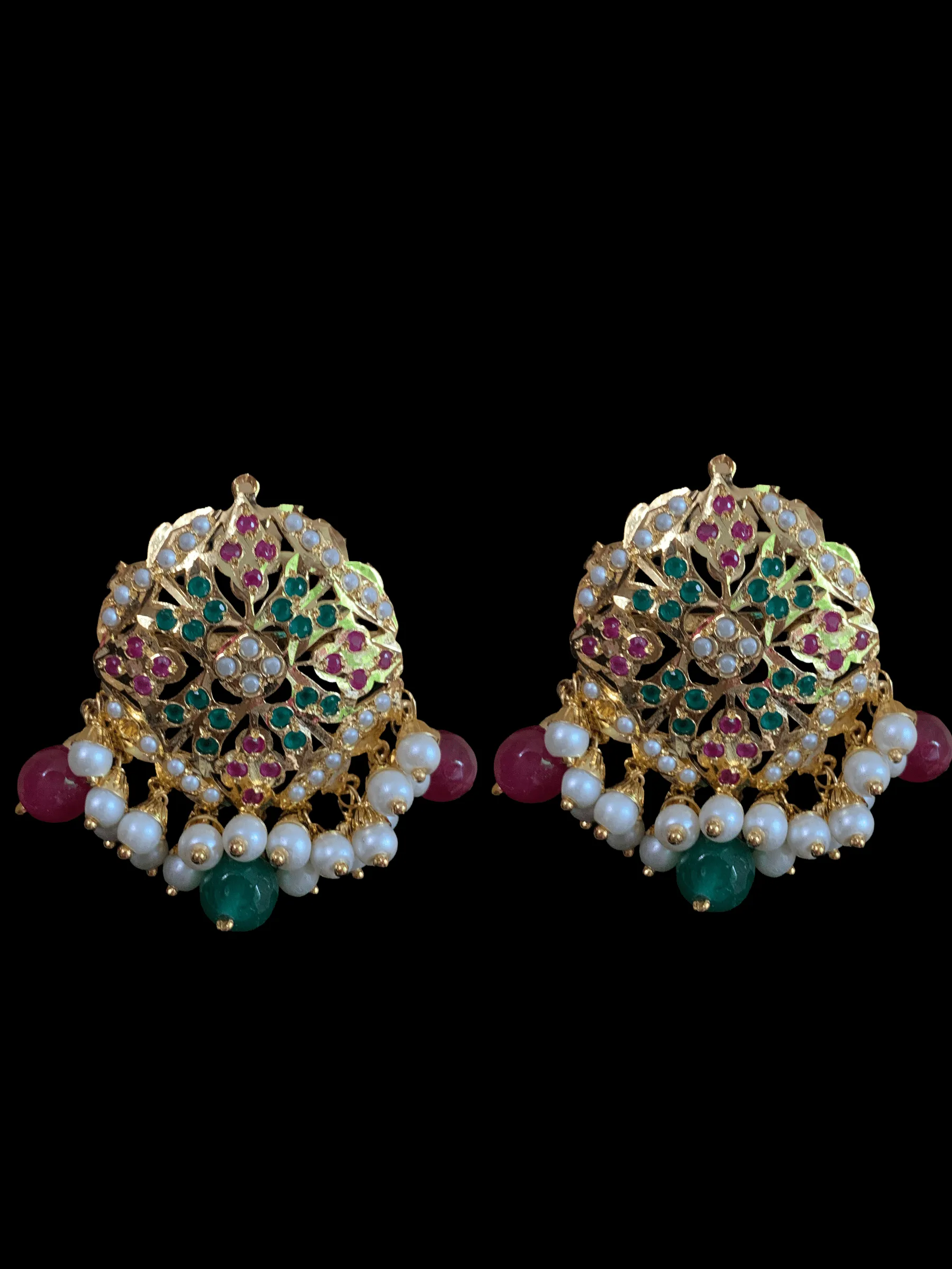Alea punjabi Jadau necklace  set - ruby emerald   (SHIPS IN 3 WEEKS)
