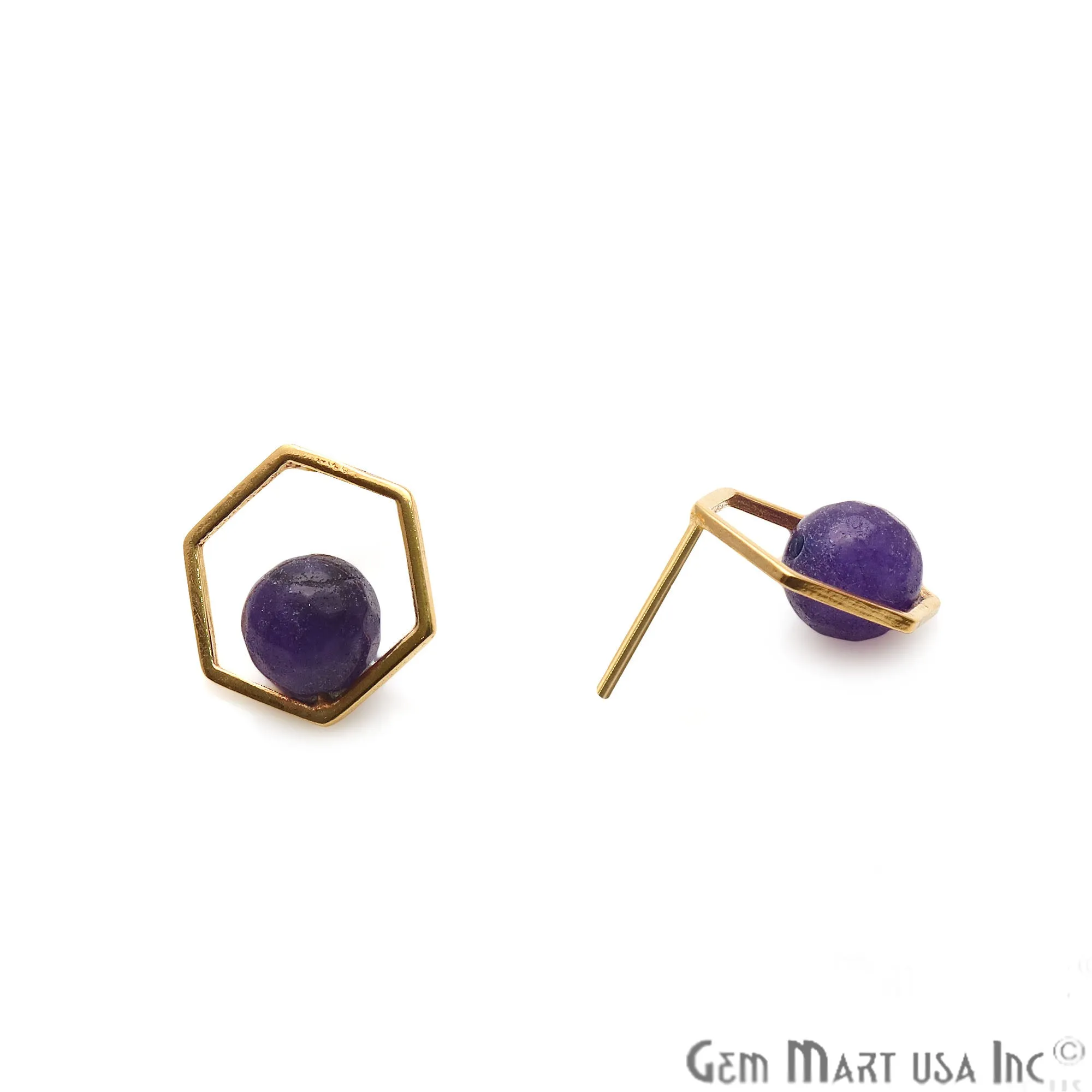 Amethyst Hexagon Shape Gold Finding 16x14mm Gold Plated Earring 1Pair