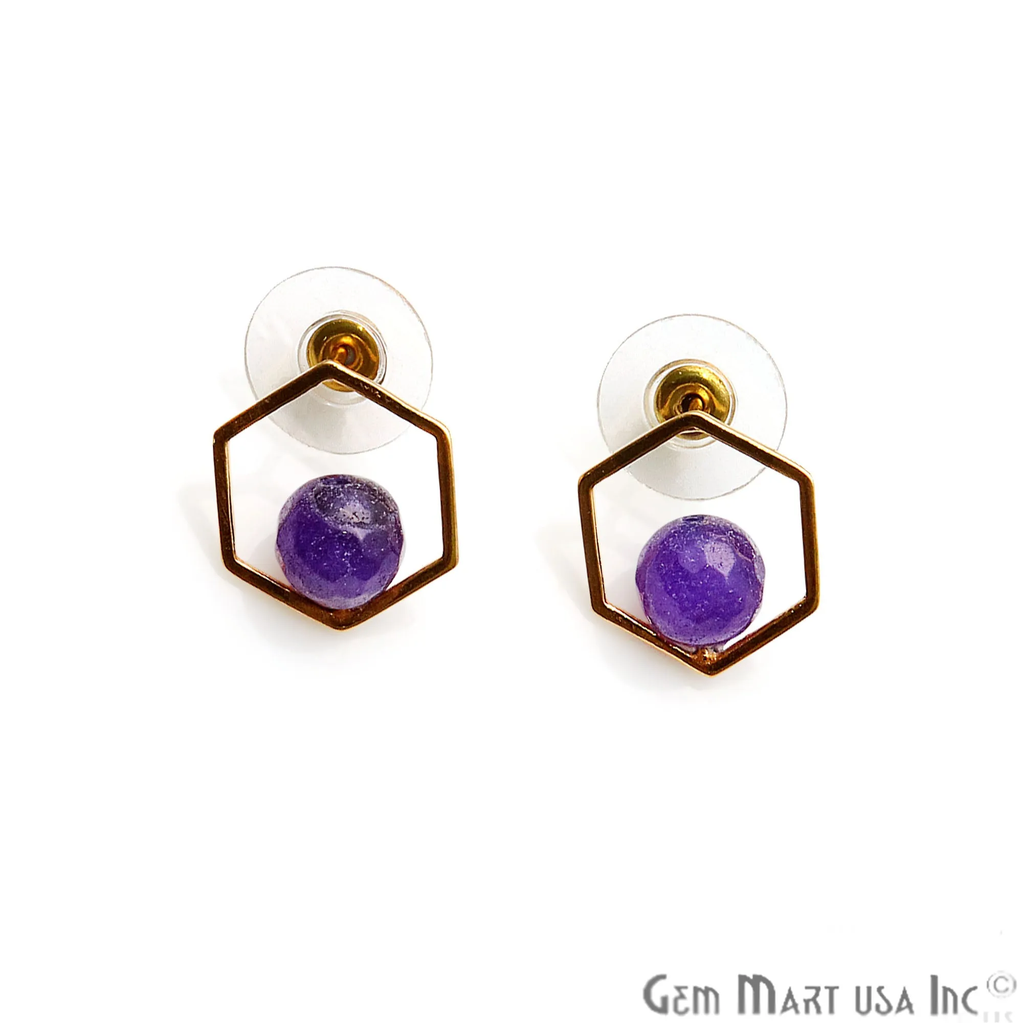 Amethyst Hexagon Shape Gold Finding 16x14mm Gold Plated Earring 1Pair