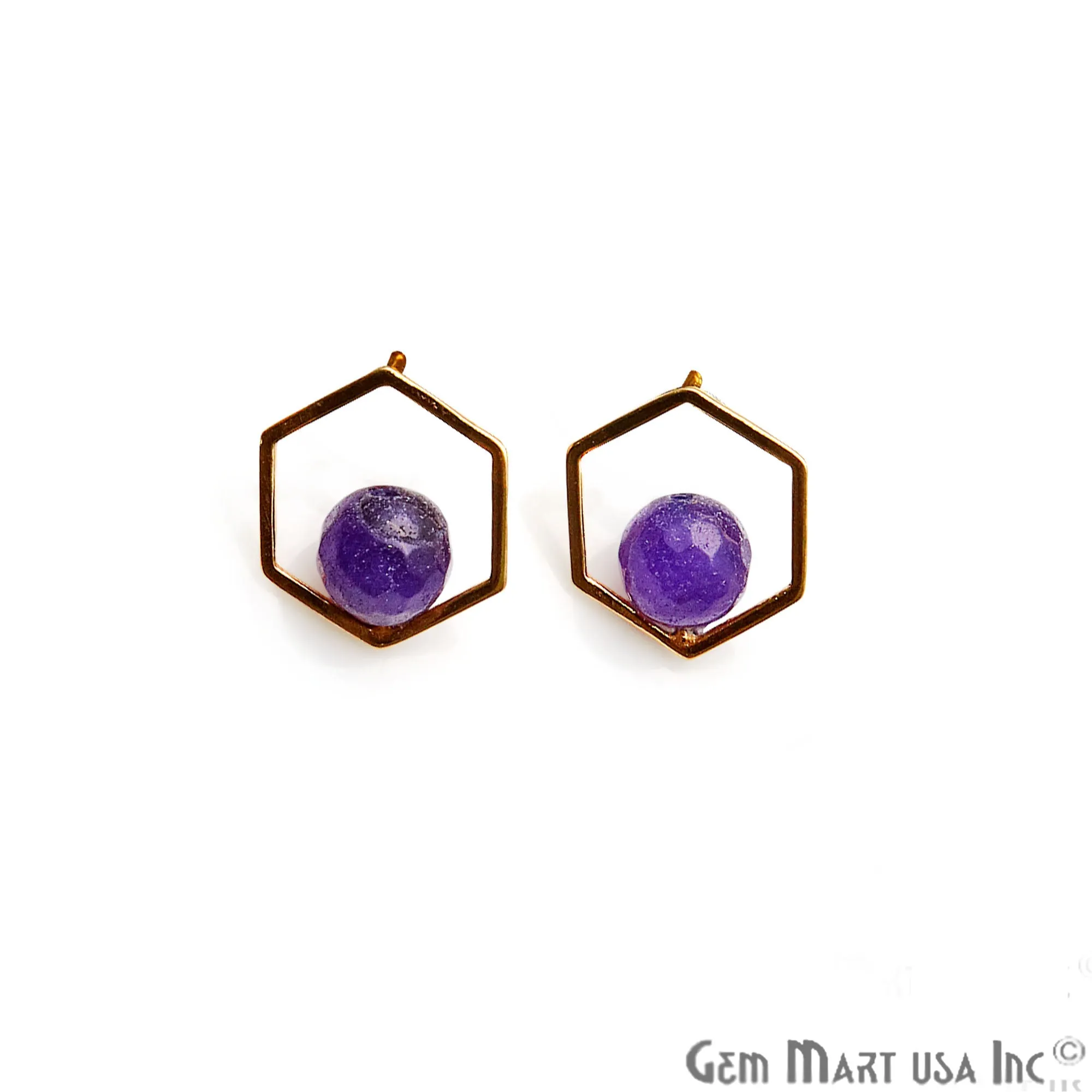 Amethyst Hexagon Shape Gold Finding 16x14mm Gold Plated Earring 1Pair