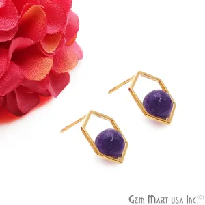 Amethyst Hexagon Shape Gold Finding 16x14mm Gold Plated Earring 1Pair