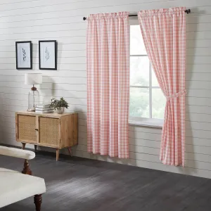 Annie Coral Buffalo Check Lined Panel Curtains 84"