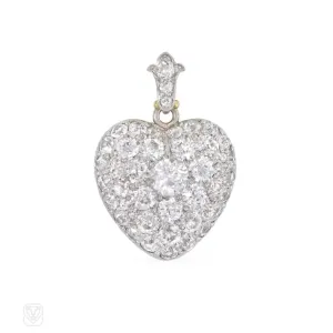 Antique diamond heart pendant