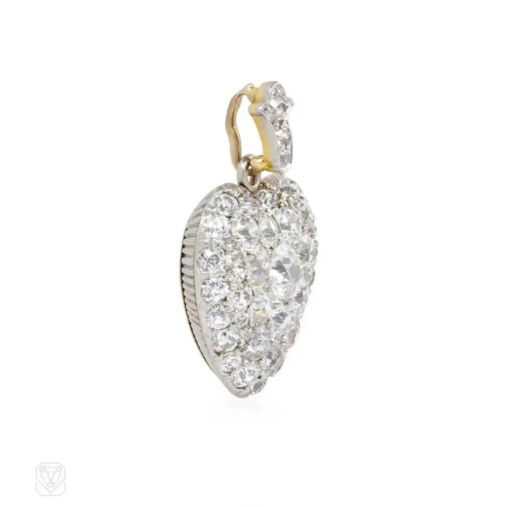 Antique diamond heart pendant