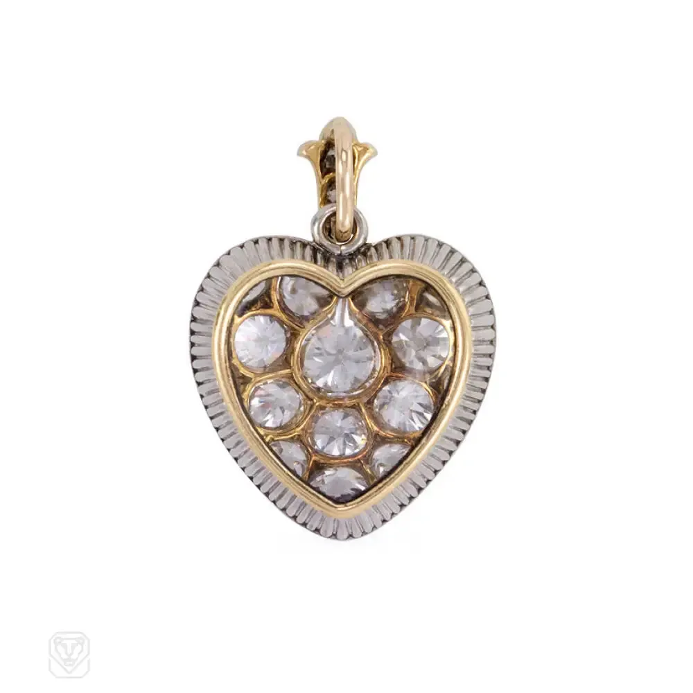 Antique diamond heart pendant