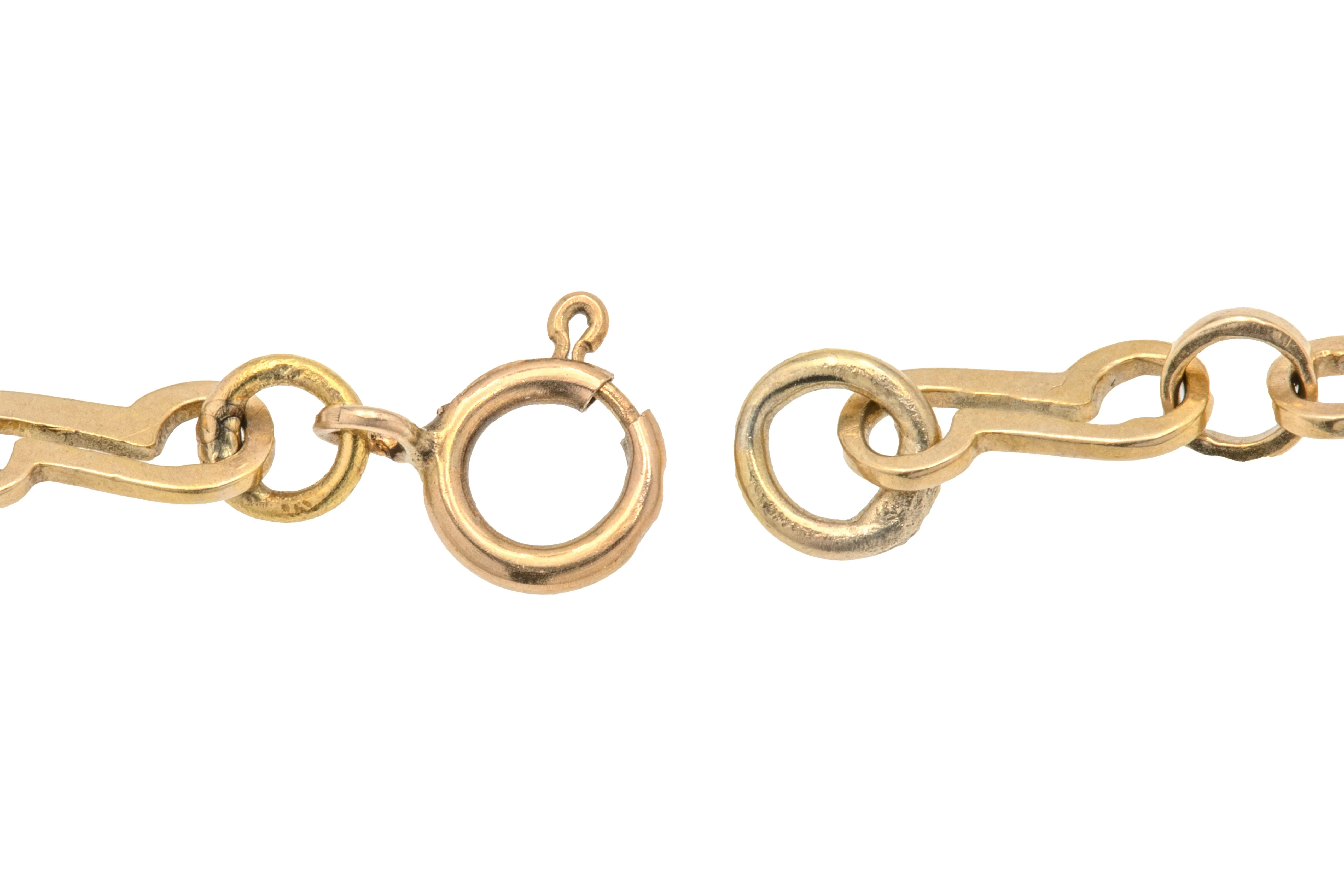 Antique Pierced 9ct Gold Bracelet, Ruby Watch Key Charm