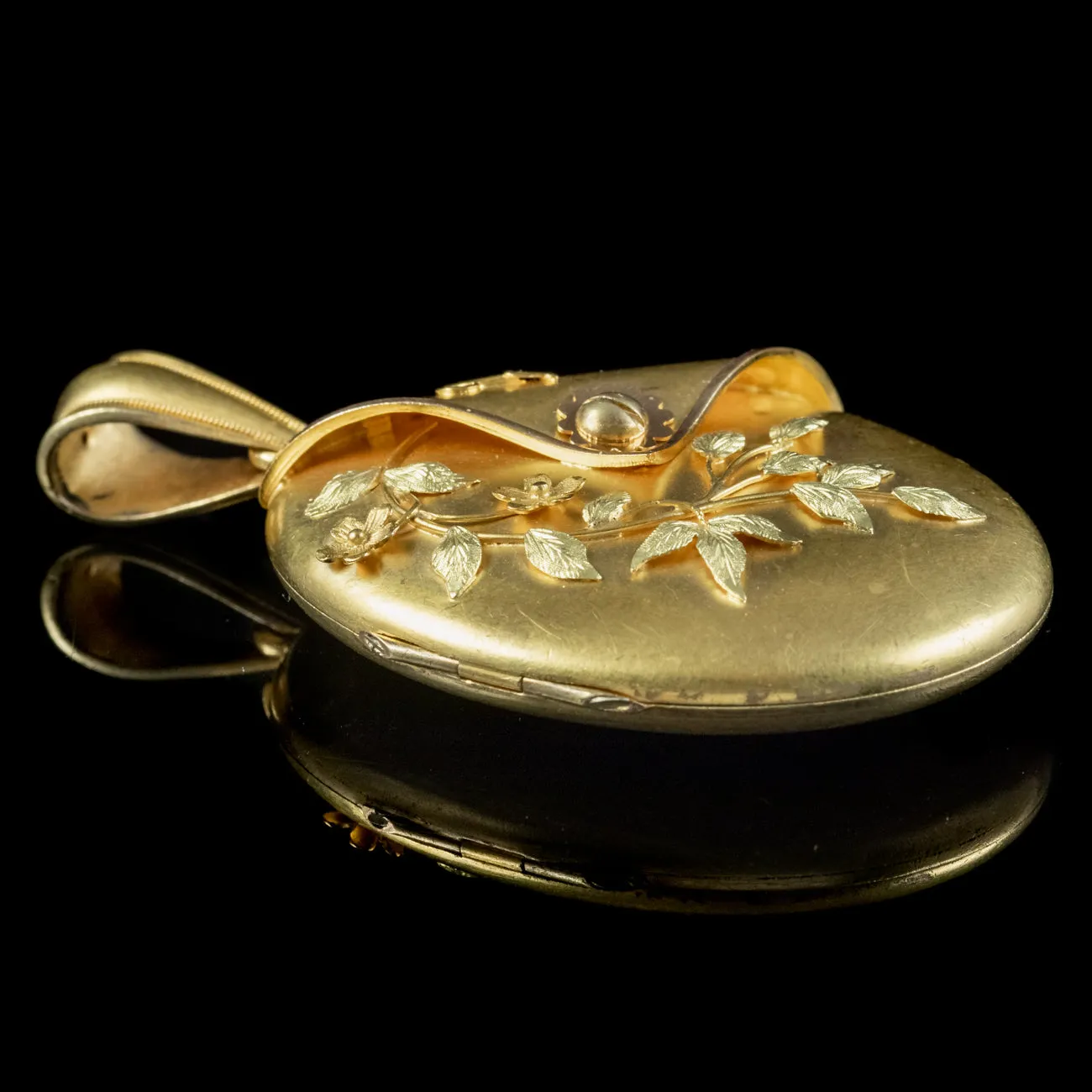 Antique Victorian 15ct Gold Floral Locket Circa 1880