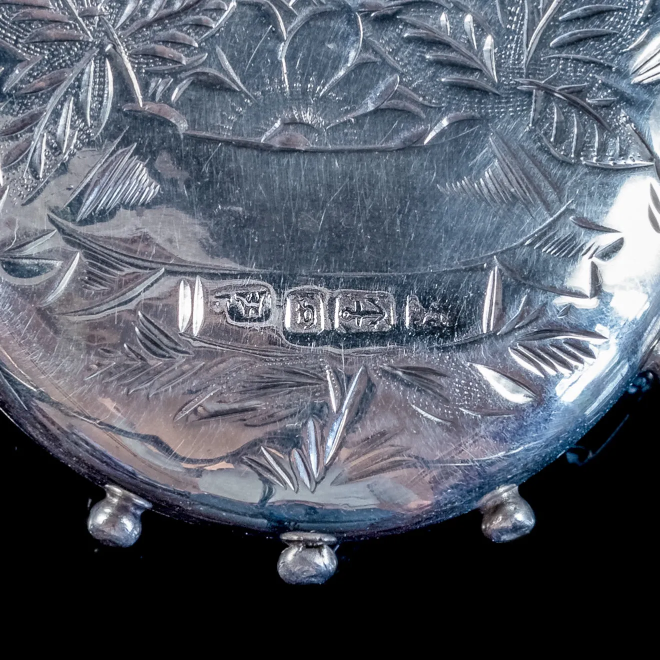 Antique Victorian Forget Me Not Locket Collar Necklace Sterling Silver Dated 1882