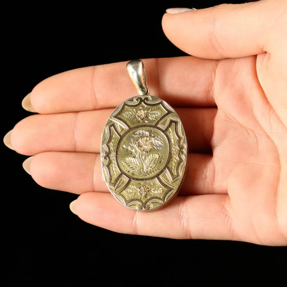 Antique Victorian Gold Silver Locket Circa 1880