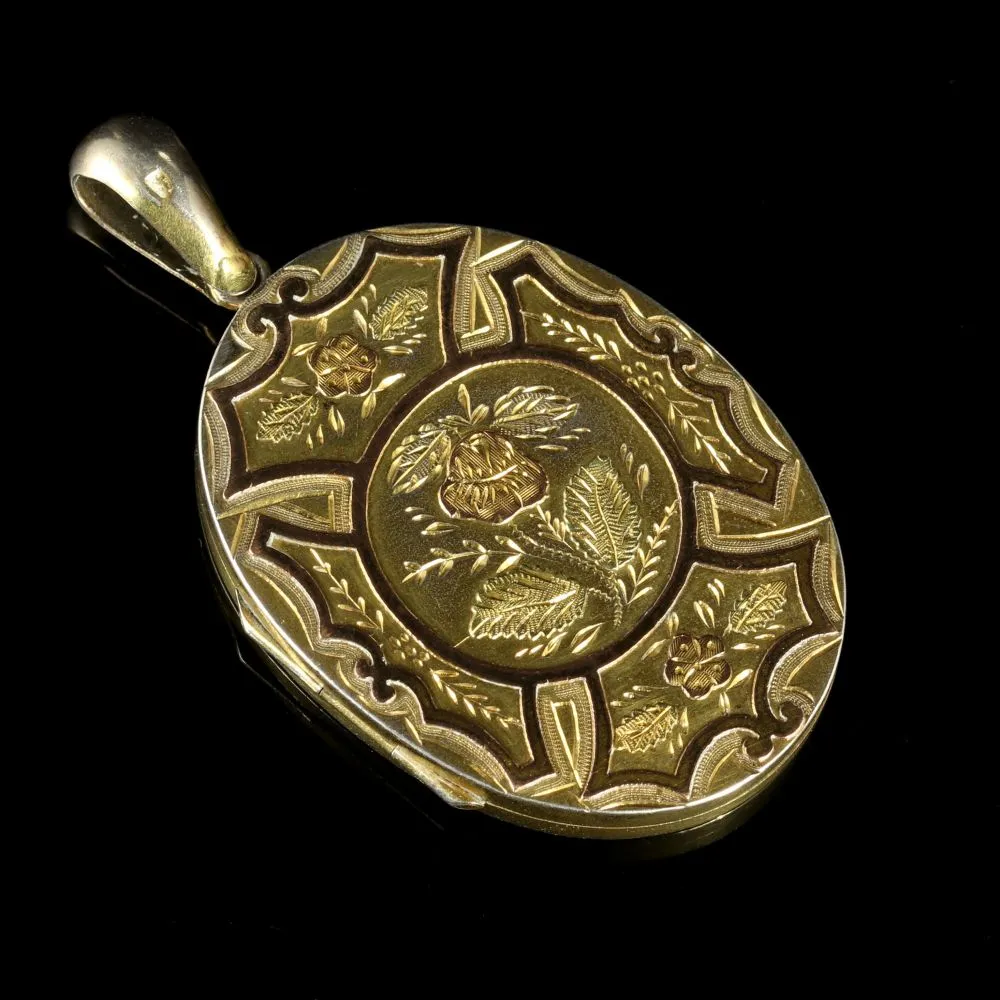 Antique Victorian Gold Silver Locket Circa 1880