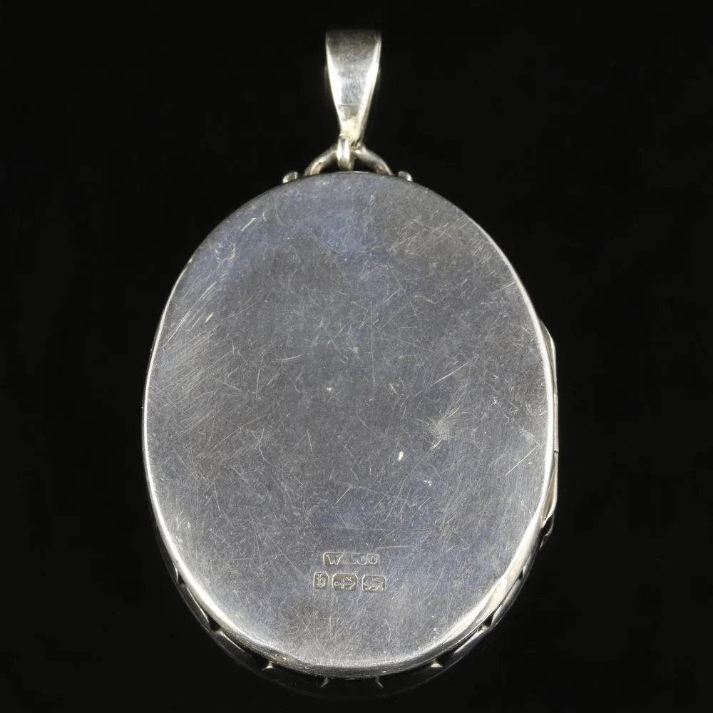 Antique Victorian Large Silver Locket Dated 1882