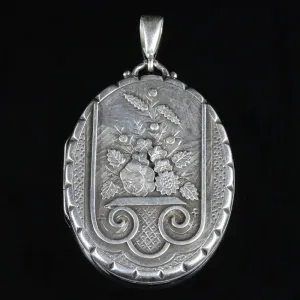 Antique Victorian Large Silver Locket Dated 1882