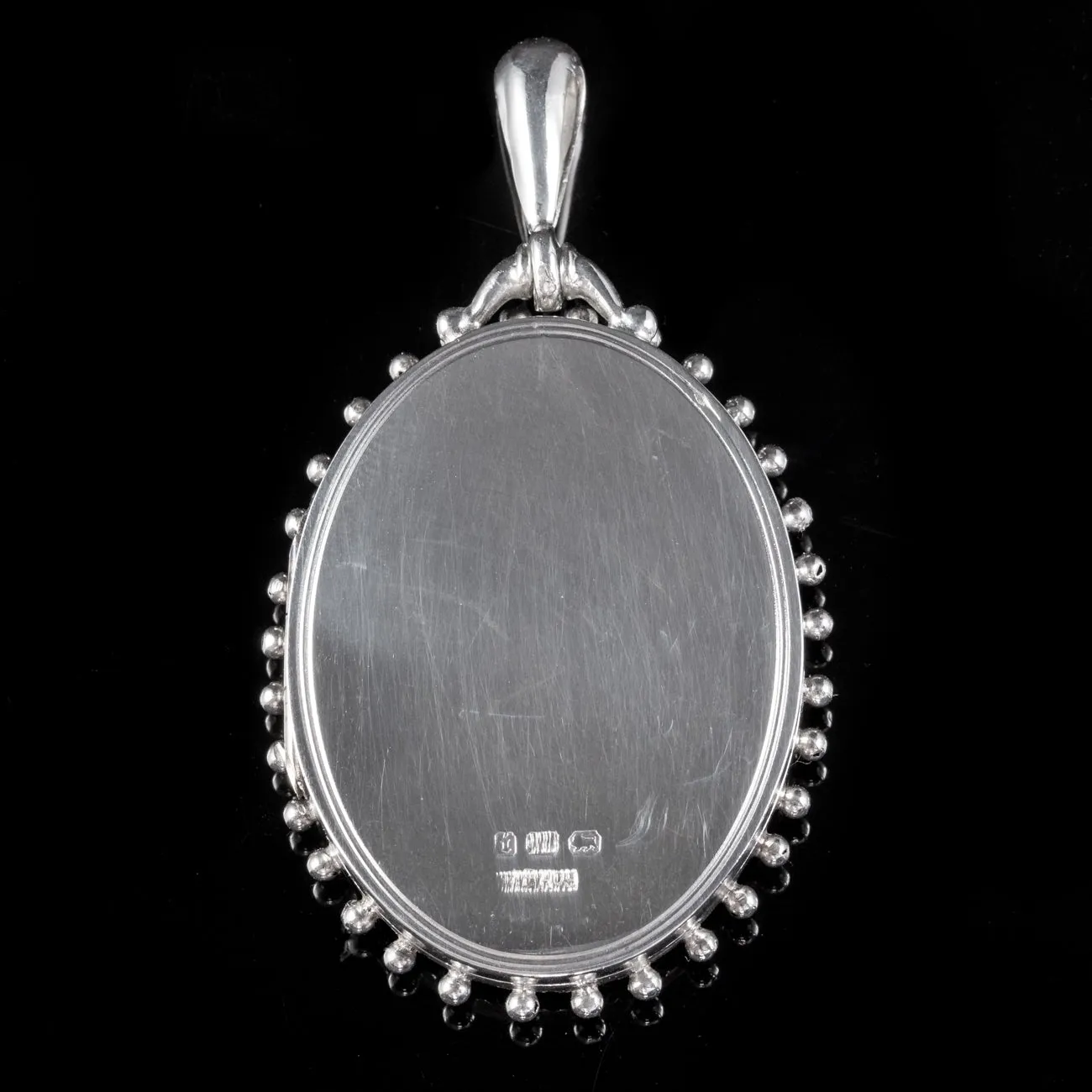 Antique Victorian Mourning Ivy Locket Sterling Silver Dated 1864