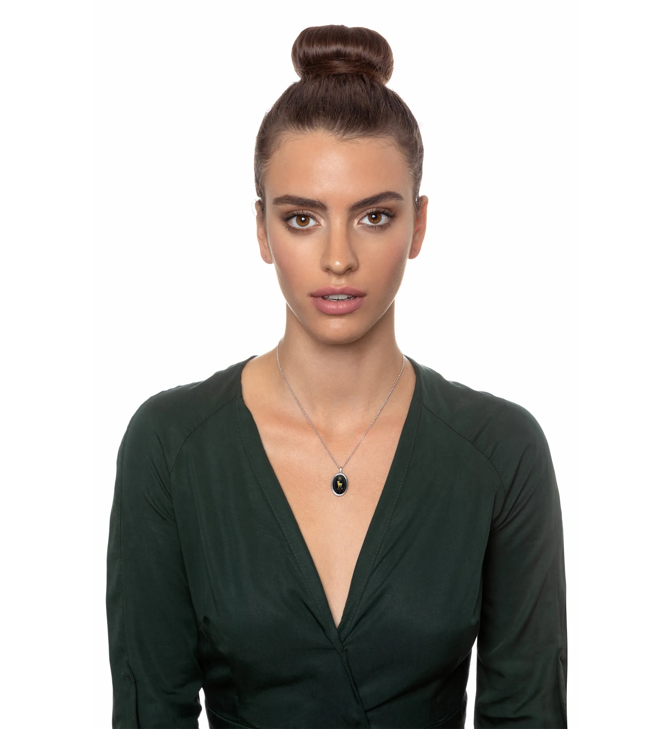 Aries Necklace Zodiac Pendant 24k Gold Inscribed on Onyx Stone