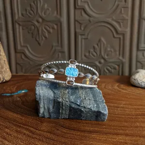 Arizona Sand & Turquoise Sterling Silver Boho Cuff Bracelet by Dune Jewelry GJ-BRC-BOHOCB