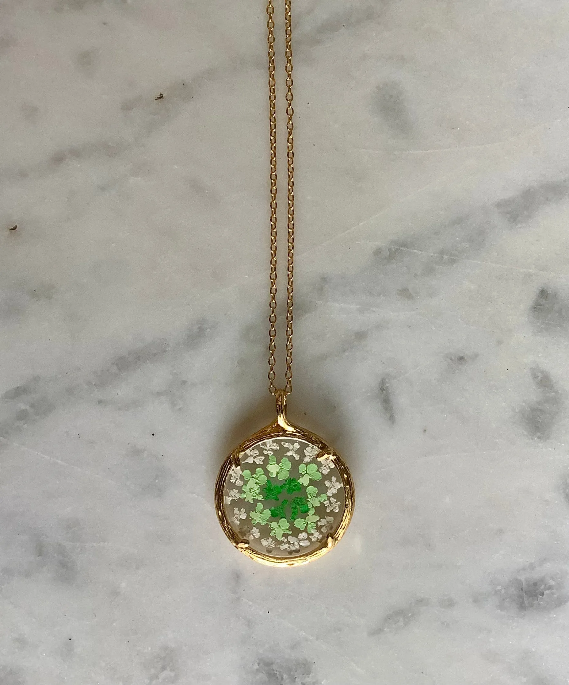 Baby’s Breath Locket Necklace
