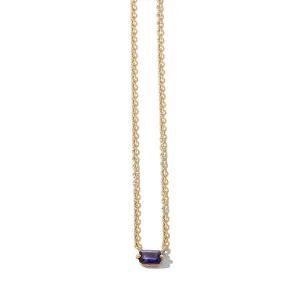Baguette Mini Necklace, Iolite, 9kt Yellow Gold