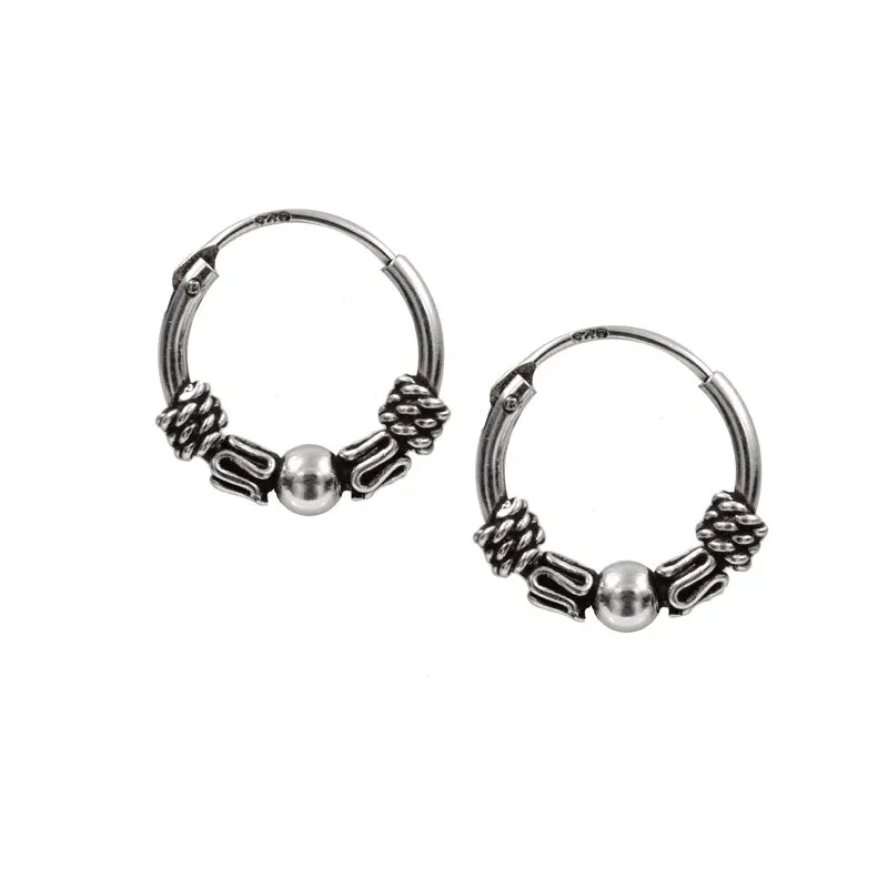 Bali Silver Hoop Earrings 'Dasa'