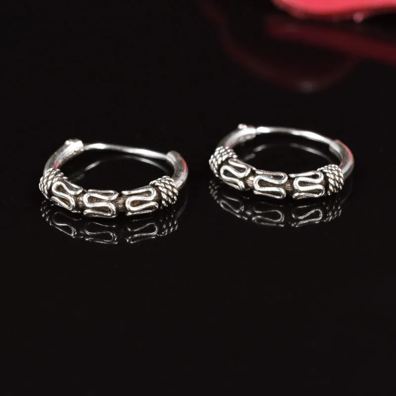 Bali Silver Hoop Earrings 'Laban'