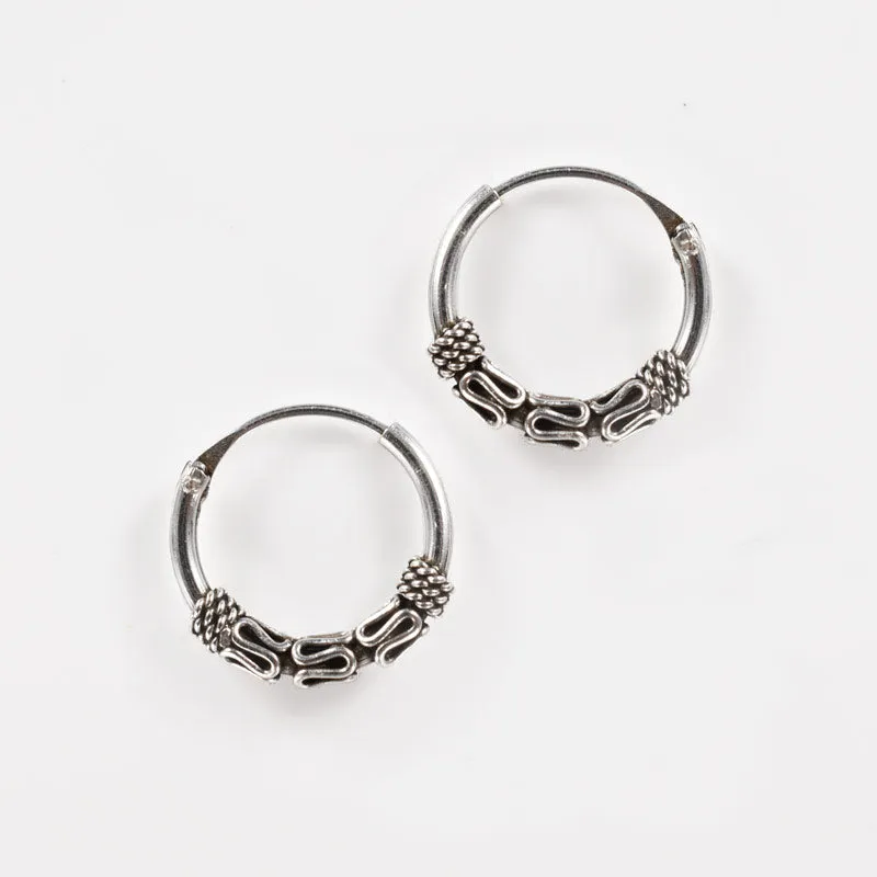 Bali Silver Hoop Earrings 'Laban'