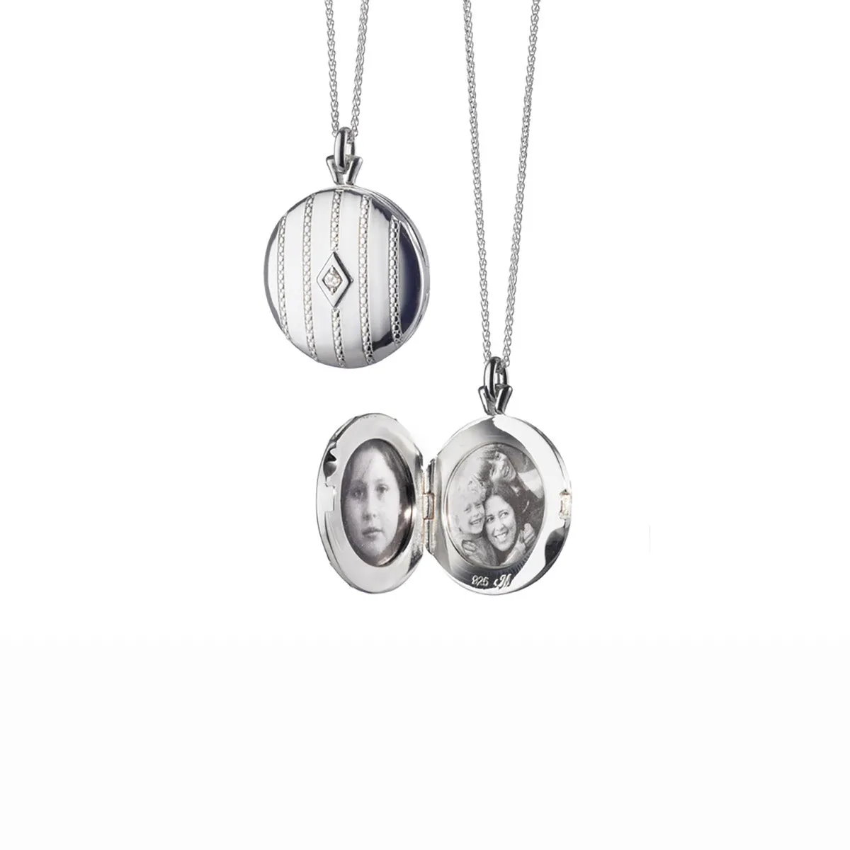 Beaded Center-Diamond Locket Necklace