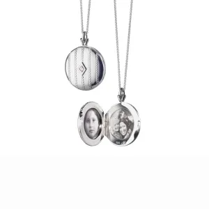 Beaded Center-Diamond Locket Necklace