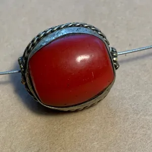 Bezel-Set Coral Bead, Nepal