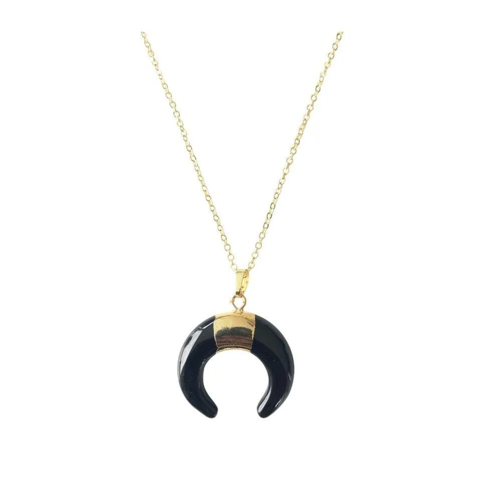 Black Onyx Horn Necklace
