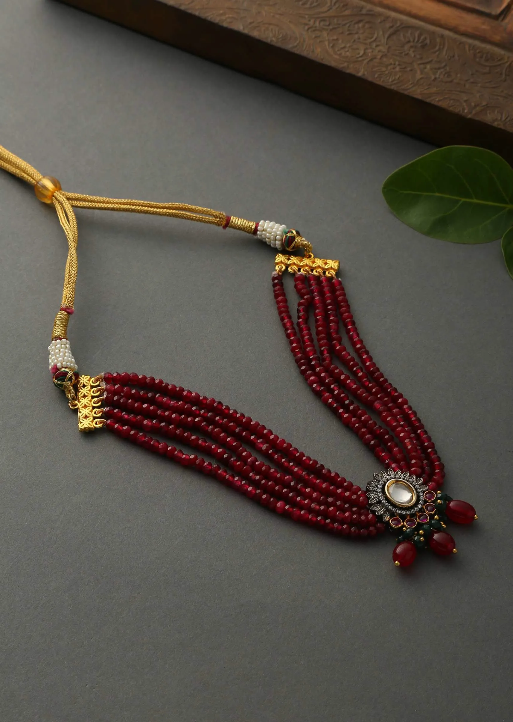 Blood Red Silver Plated Victorian Choker Necklace