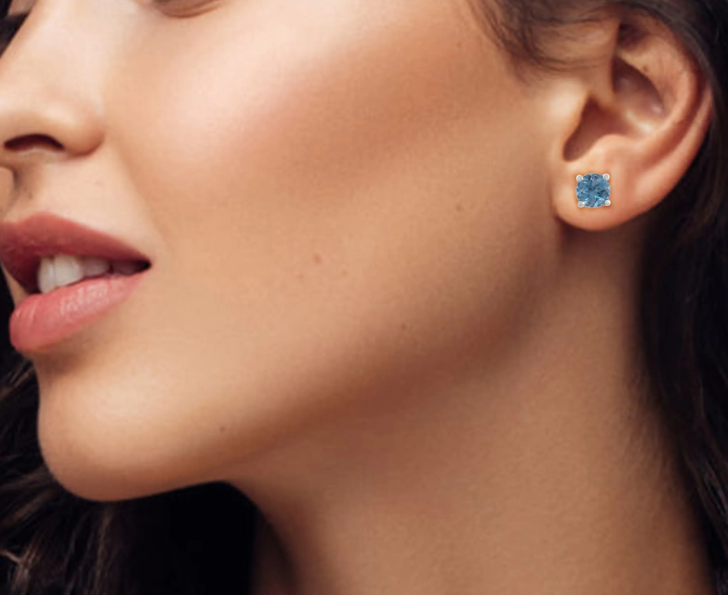 Blue Topaz Solitaire Stud Earrings
