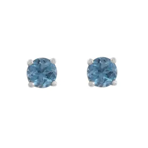 Blue Topaz Solitaire Stud Earrings