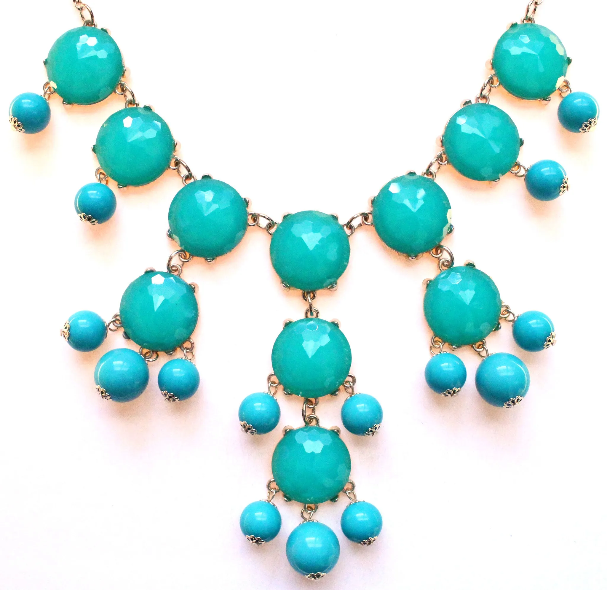 Bubble JEWELED Statement Necklace- Aqua Blue