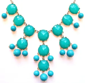 Bubble JEWELED Statement Necklace- Aqua Blue