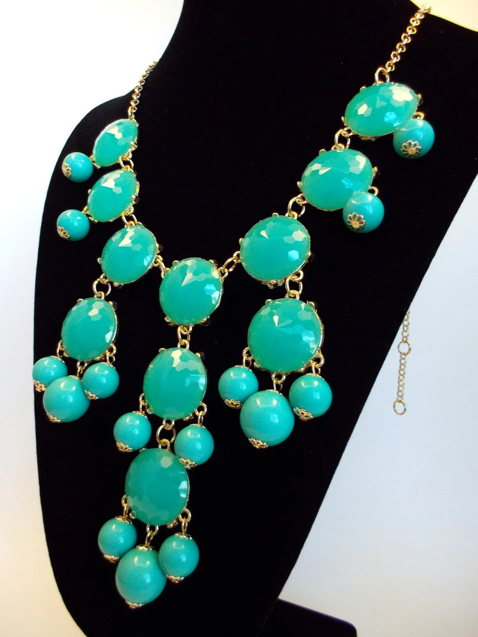 Bubble JEWELED Statement Necklace- Aqua Blue