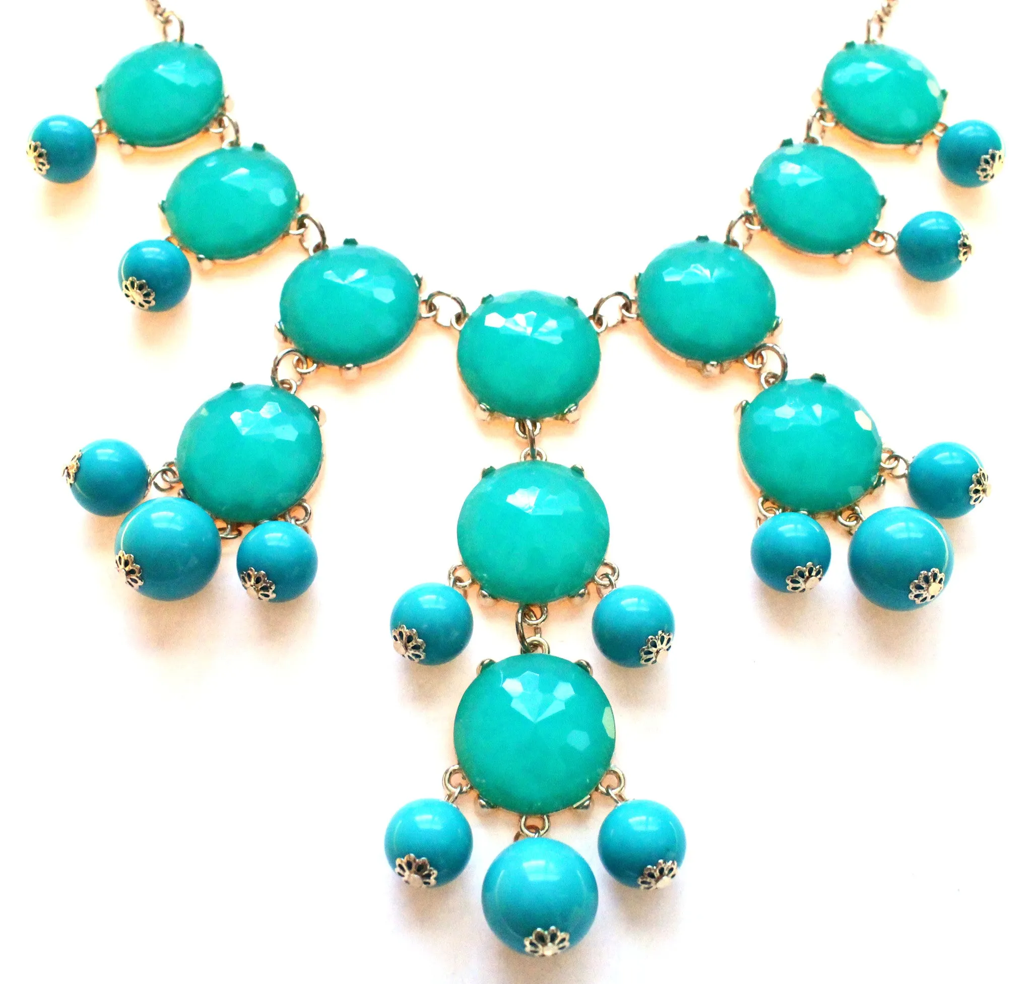 Bubble JEWELED Statement Necklace- Aqua Blue