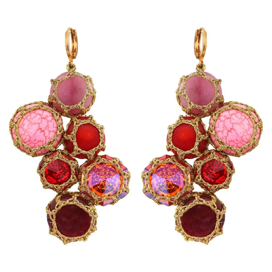 Rose Bulle Drop Gemstone Earrings