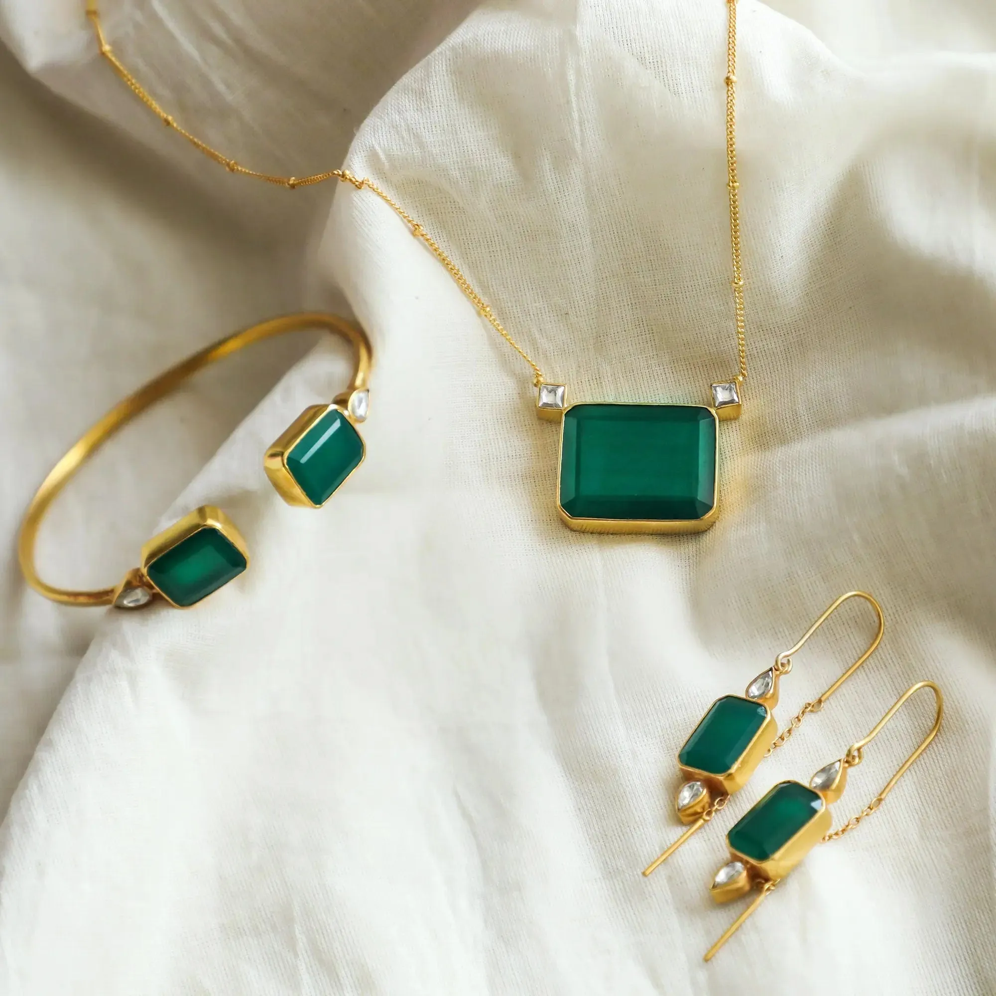 Celebration Green Onyx Silver Set