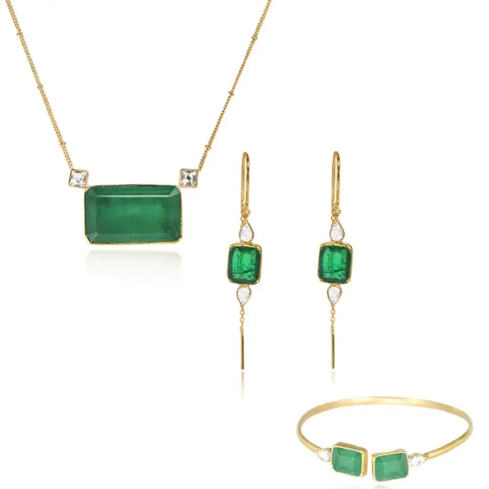 Celebration Green Onyx Silver Set