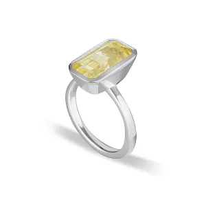 CELEBRATION STACKER RING - LARGE EMERALD CUT - LEMON QUARTZ